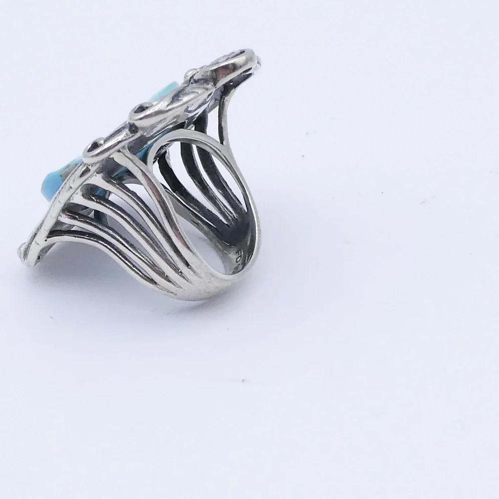 Sleeping Beauty Turquoise Southwest Sterling Silver Large 1.5